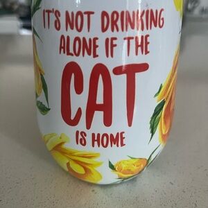 Floral Cat-wine tumbler